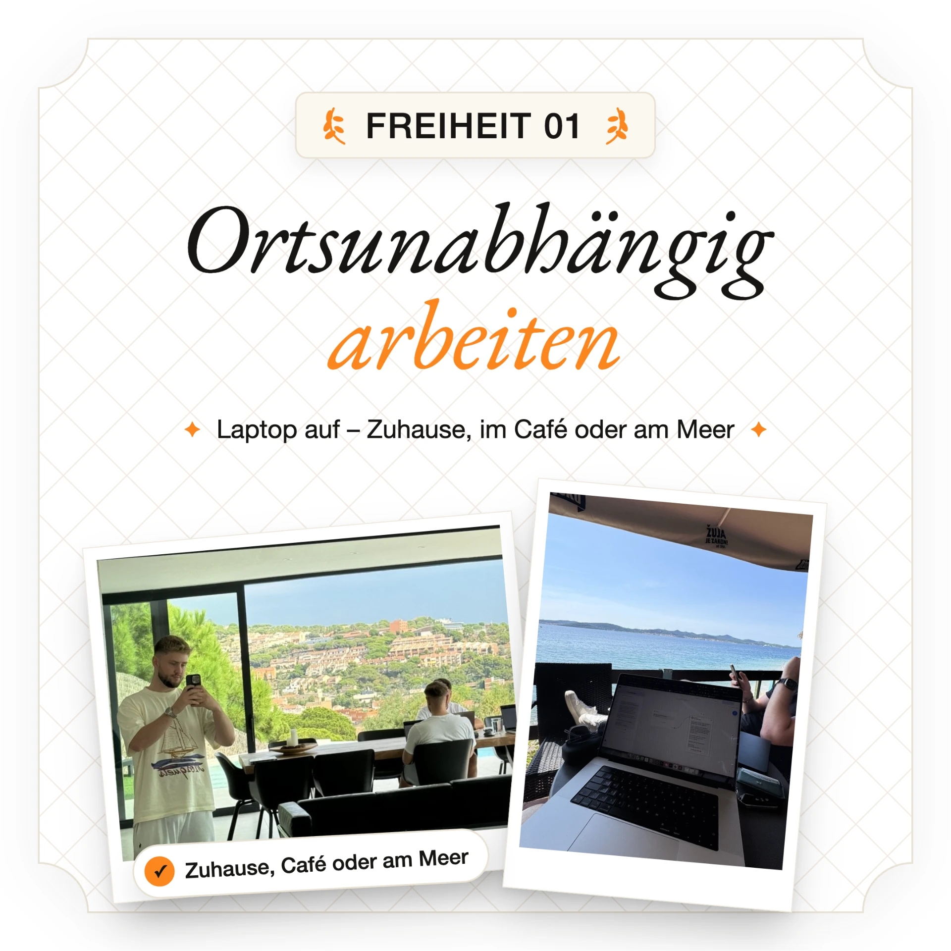 Freiheit 01: Ortsunabhängig arbeiten – Laptop auf, Zuhause, im Café oder am Meer